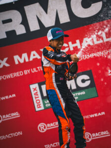 Jayan Prakash celebrates winning the final at UKC Dunkeswell Round 6.